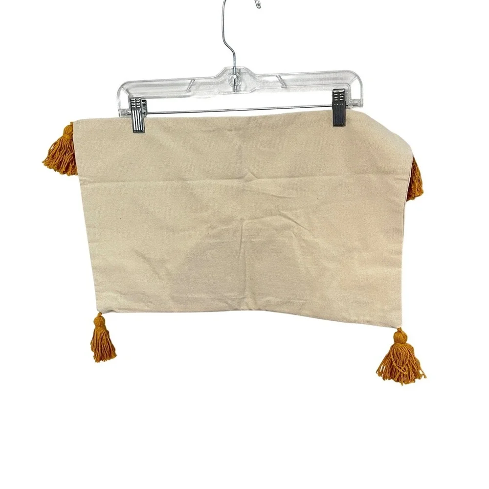 Unbranded Sun Lumbar Pillow Cover Home Decor‎ 20x12 Yellow Cream Tufted Tassel